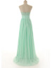 A-line Strapless Sweetheart Neck Green Chiffon Beaded Bridesmaid Dress